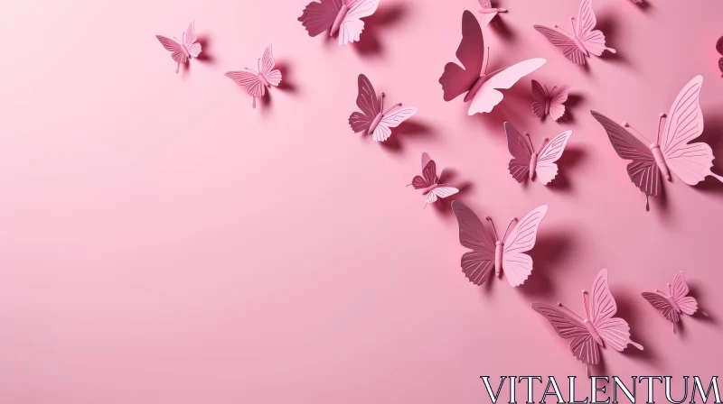 AI ART Pink Background with Delicate Butterflies