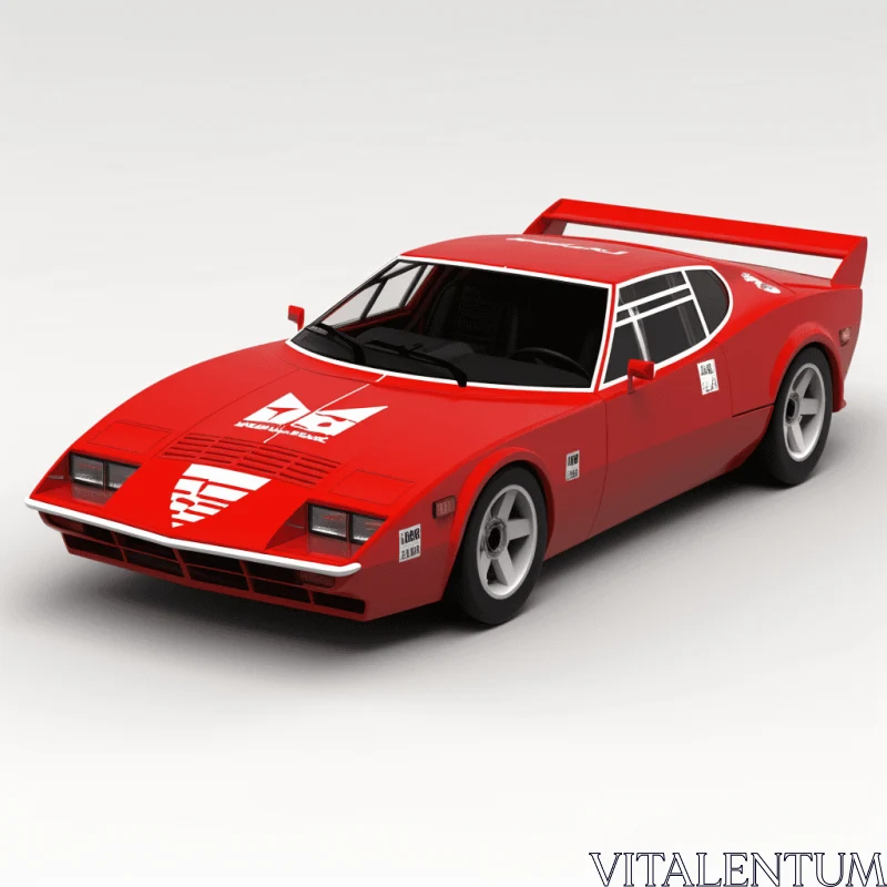 Red Sports Car Model | 1970s Inspired Design | Prerendered Graphics AI Image