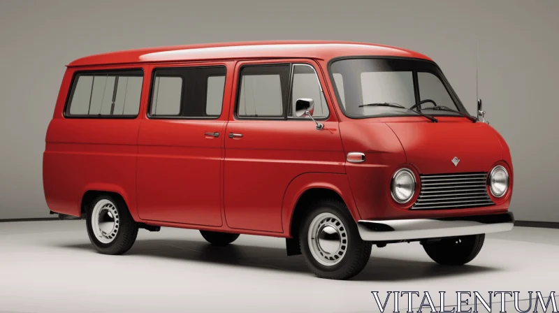 Captivating Artwork of an Old Red Van with Modern Technology AI Image
