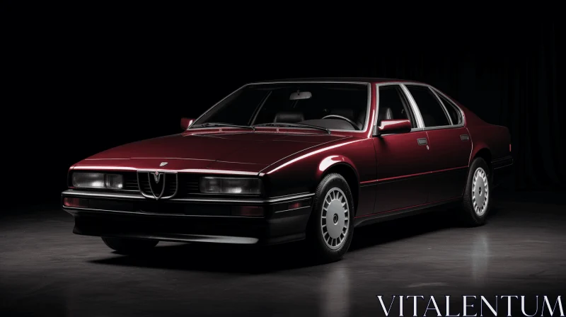 Captivating Red Car in a Dark Setting | 1980s Style | Luxurious Opulence AI Image
