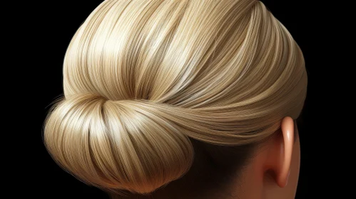 Elegant Blonde Woman with Neat Bun Hairstyle - Back View