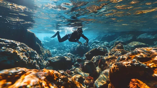 Female Scuba Diver Exploring Underwater World