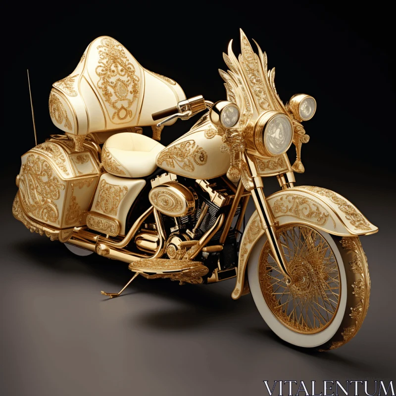 Golden Motorcycle: Exquisite Artistry and Intricate Details AI Image