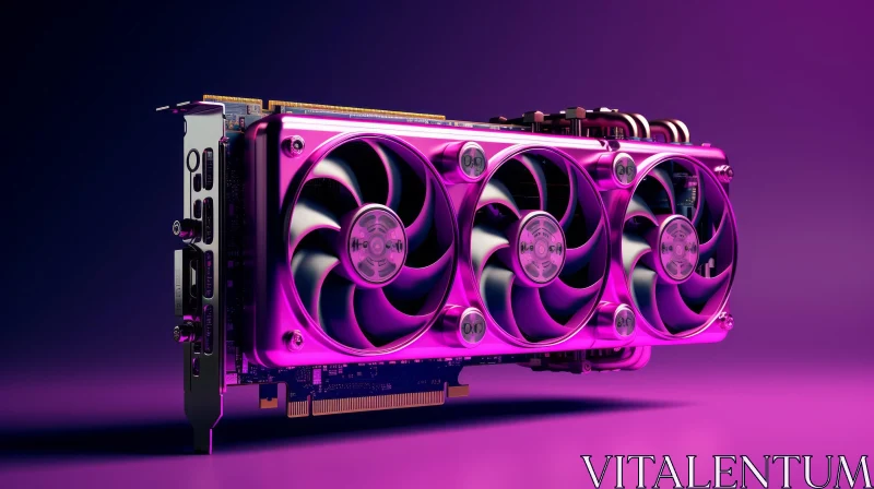 High-End Computer Graphics Card with Purple Light AI Image