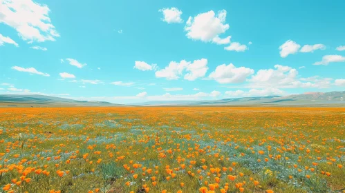 Orange Poppy Field Tranquility
