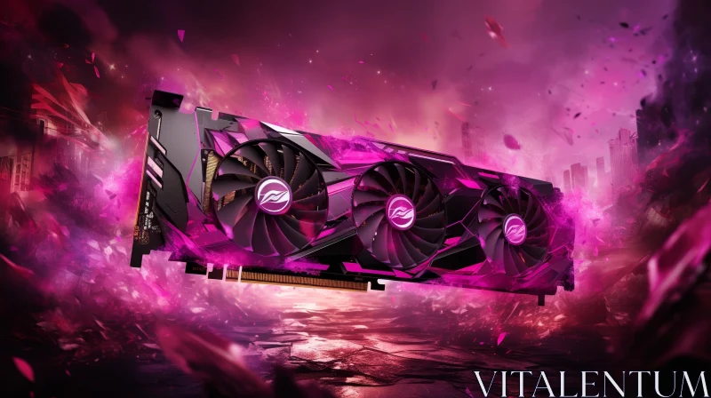 AI ART Pink and Black Graphics Card Product Shot - Detailed View
