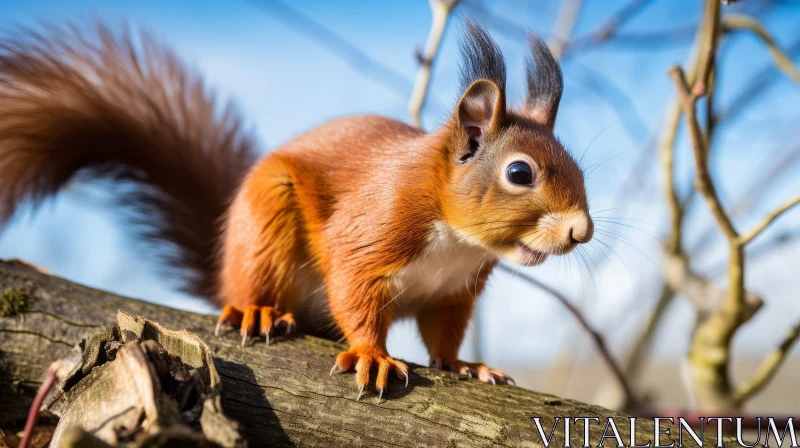 Red Squirrel on Tree Branch - Wildlife Photography AI Image