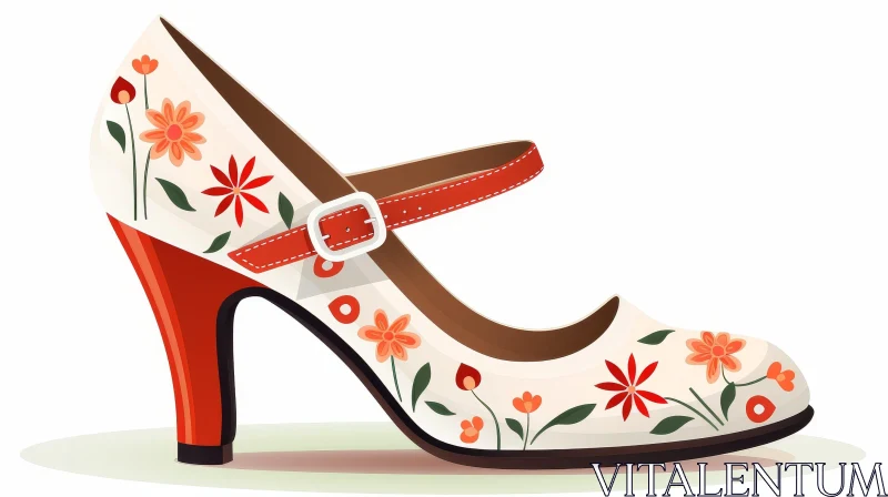 Stylish White High Heel Shoe Illustration AI Image