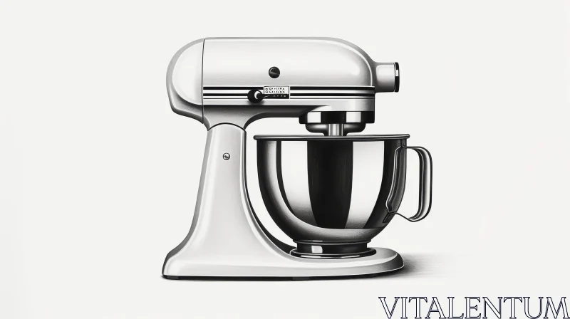 White Kitchen Mixer with Silver Bowl AI Image