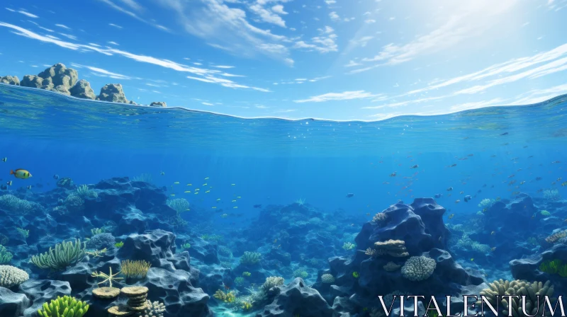 Enchanting Underwater Scene with Fish and Coral Reefs AI Image