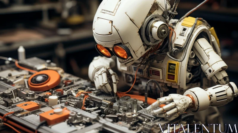 Robot Repairing Circuit Board - Futuristic Technology Image AI Image