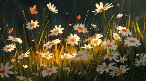 Tranquil Field of Daisies Painting