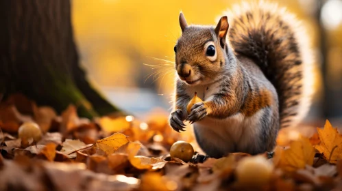 Autumn Forest Squirrel with Acorn