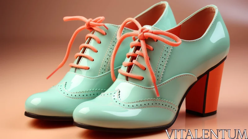 Chic Mint Green Patent Leather Shoes AI Image