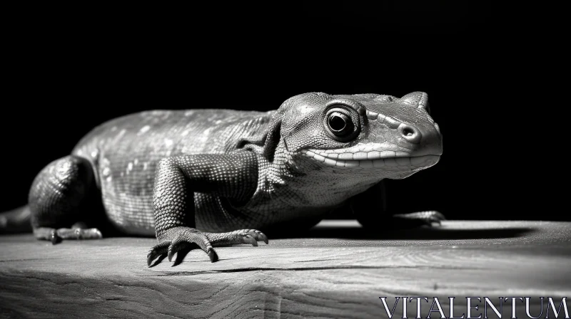 Detailed Black and White Lizard Close-Up AI Image