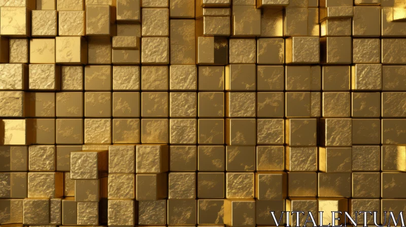 Golden Cubes Wall - 3D Luxury Texture Background AI Image