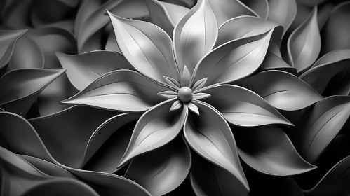 Monochrome 3D Flower Bloom - Dark Grey Background