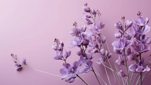 Purple Flowers Bouquet on Pink Background