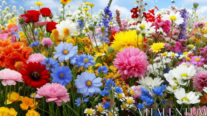 Colorful Field of Flowers Photography AI Image