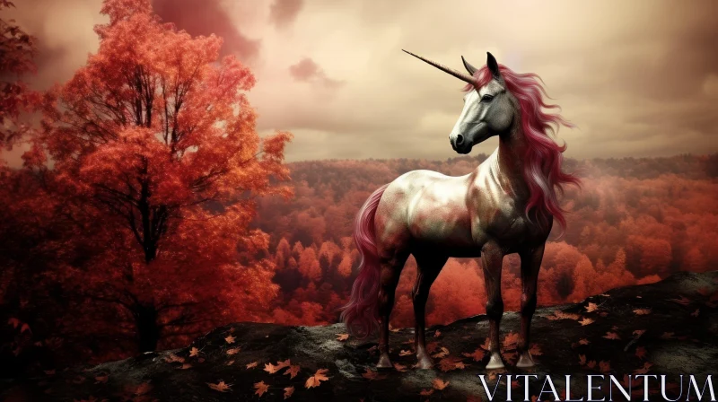Enchanting Unicorn in Forest AI Image