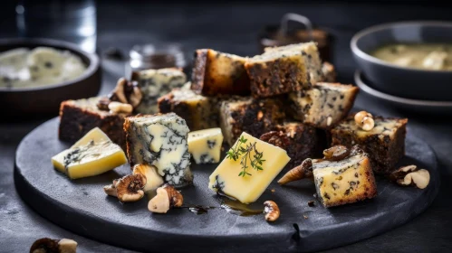 Exquisite Cheese Selection on Slate Board