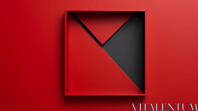 AI ART Red Box and Black Triangle 3D Rendering