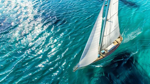 Serene Sailboat Scene on Blue Sea