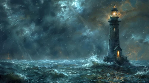 Stormy Lighthouse Digital Painting