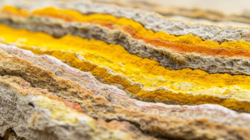 Close-up Rock Face with Yellow and Orange Stripes