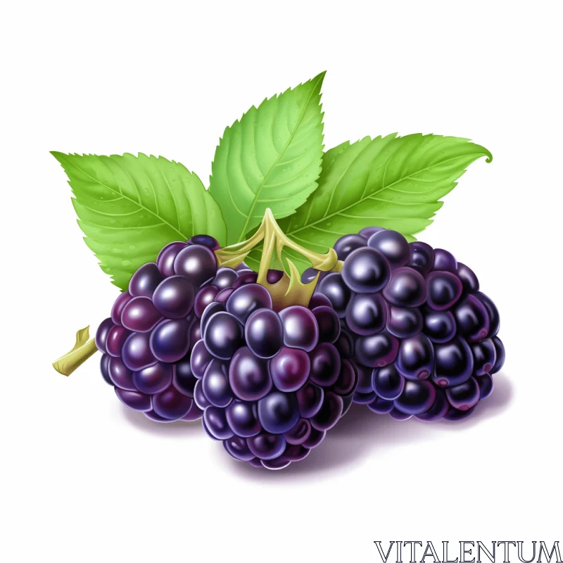 AI ART Detailed and Realistic Blackberry Illustration with Radiant Clusters