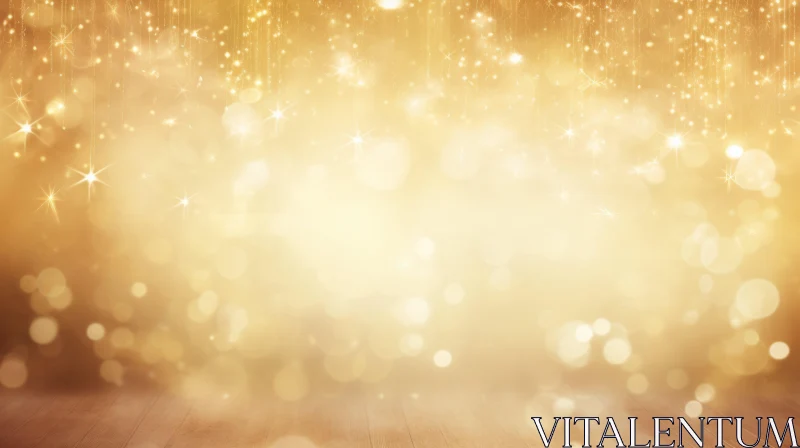 Golden Bokeh Background with Wooden Floor AI Image
