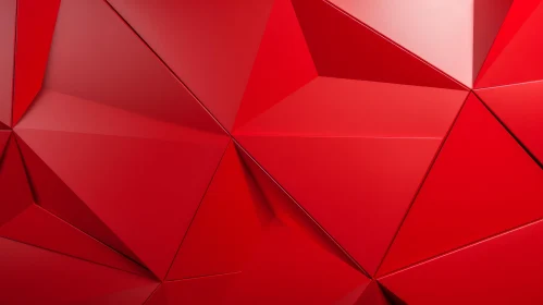 Red Polygonal 3D Rendering with Glowing Effect