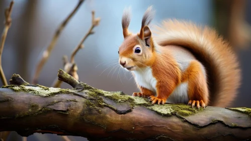 Red Squirrel on Tree Branch - Wildlife Photography