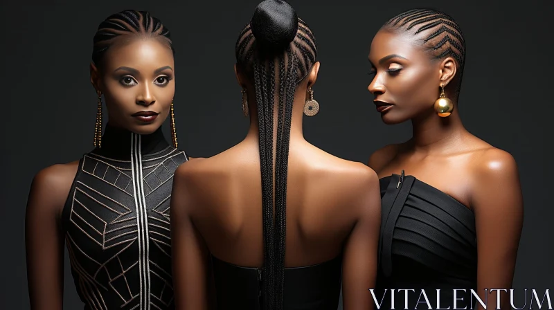 AI ART Young African-American Women with Braided Hairstyles