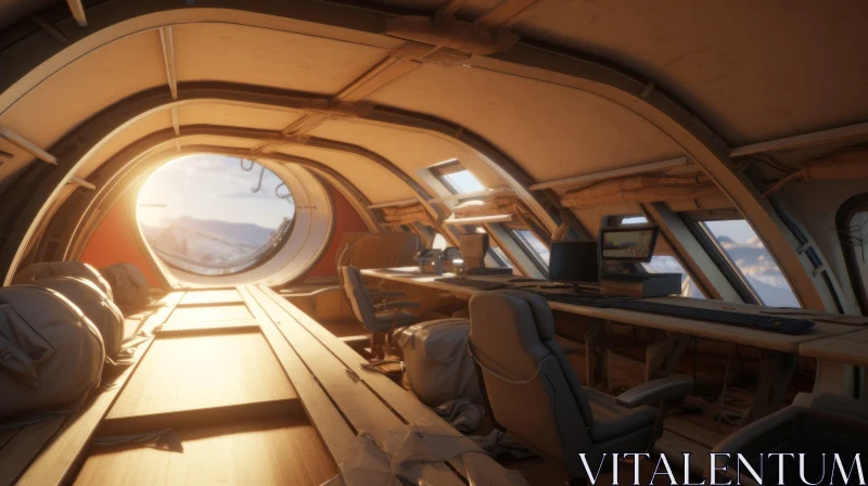 Futuristic Spaceship Interior - 3D Rendering AI Image