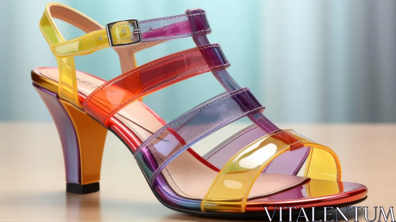 Stylish Multicolored Women's Heels with Transparent Straps AI Image