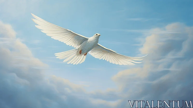 White Dove in Blue Sky - Symbol of Peace and Hope AI Image