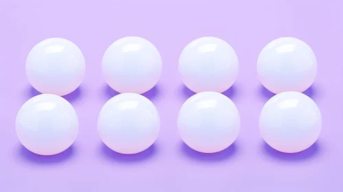 White Spheres on Purple Background - Abstract 3D Composition