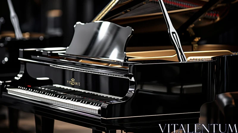 AI ART Black Grand Piano in Concert Hall