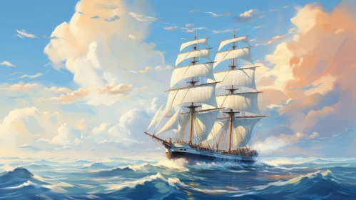 Epic Sailing Ship Painting at Sea
