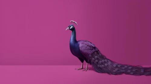 Purple Peacock 3D Rendering on Background