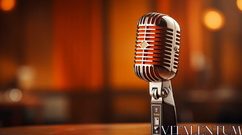 Vintage Microphone in Jazz Club Setting AI Image