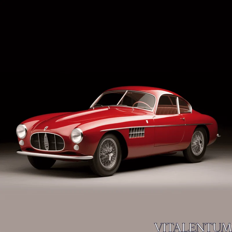 Classic Red Sports Car in a Dimly Lit Room | Tonalist Genius AI Image