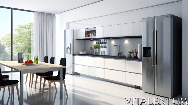 Contemporary Kitchen Design with Dining Area AI Image