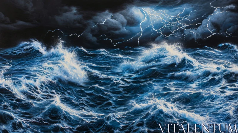 AI ART Dramatic Sea Storm with Crashing Waves
