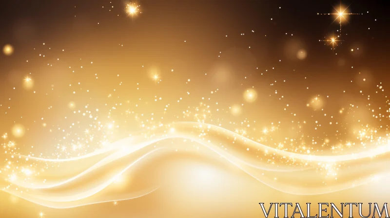 Elegant Golden Wave Background with Sparkles AI Image