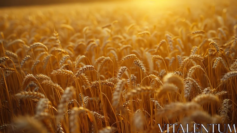 Golden Wheat Field Under Bright Sunlight AI Image