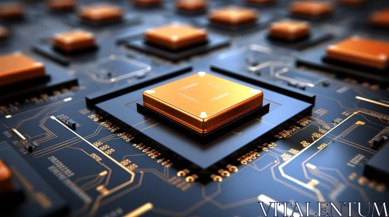 Intel Computer Chip Close-up on Circuit Board AI Image