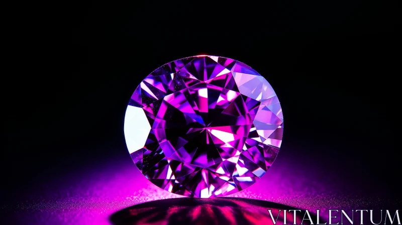 Purple Diamond Brilliance on Black Background AI Image