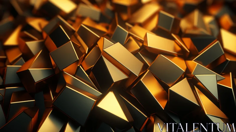 AI ART Shiny Gold Nuggets 3D Rendering